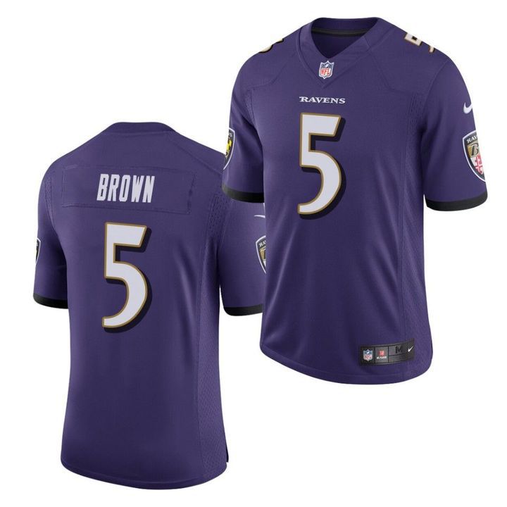 Men Baltimore Ravens 5 Marquise Brown Nike Purple Player NFL Jersey